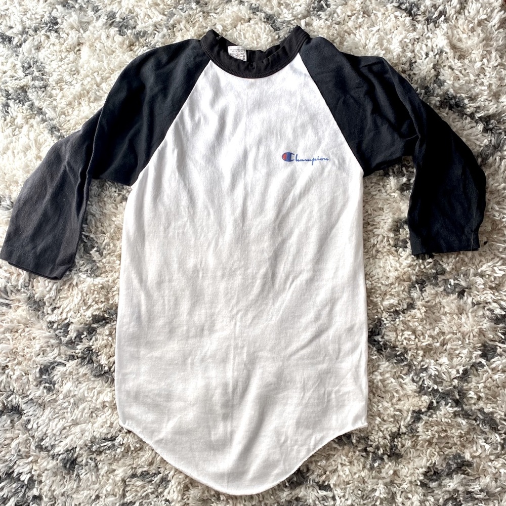 🕶 old school champion baseball tee with ¾ sleeve